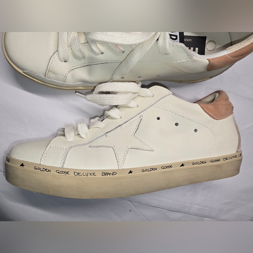 Golden Goose High Star Low Top Off White Leather Briwn Heel Pad. Size EU 38 US 8 - Picture 4 of 13